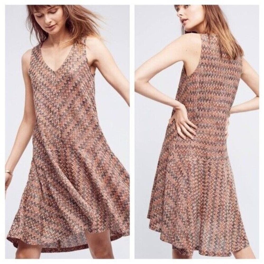 Maeve Westwater Chevron Knit‎ Sleeveless Dress Swing Drop Waist Women's Large